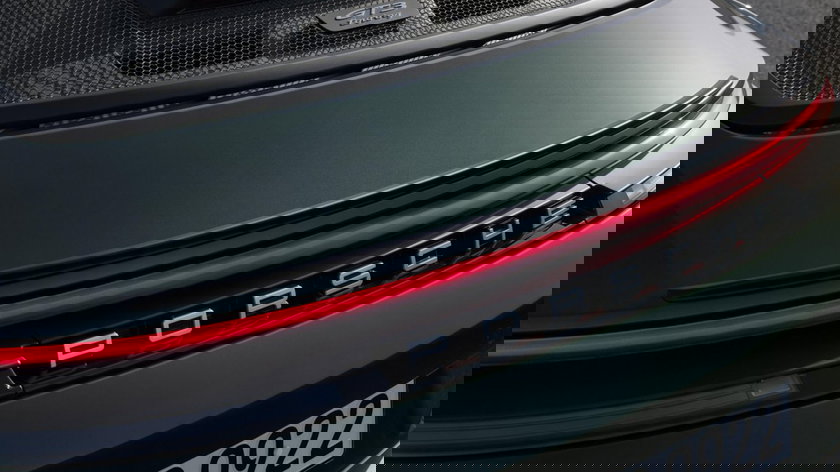 porsche rear emblem logo script silver