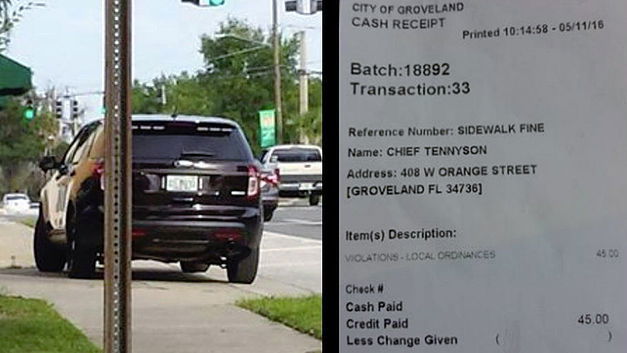 Flik schrijft zichzelf parkeerboete uit