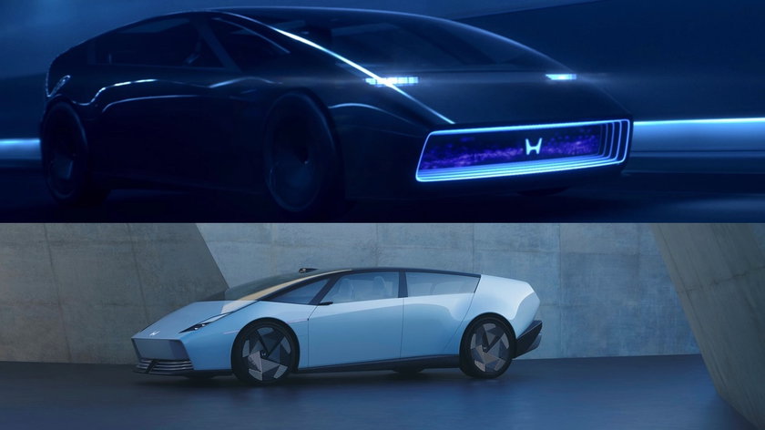 Honda 0 Saloon, concept (boven) en productiemodel (onder).